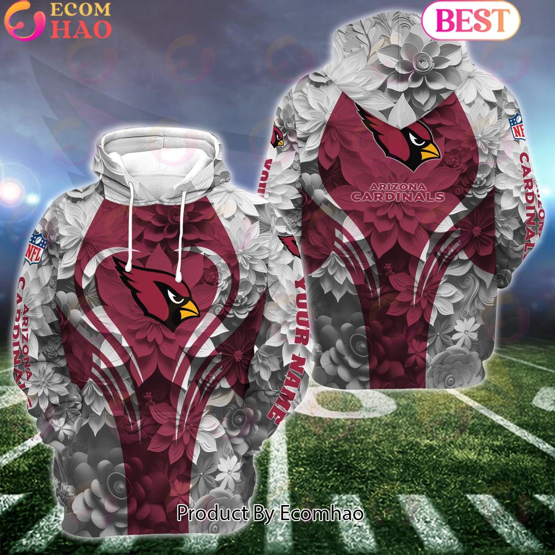 NFL Arizona Cardinals Special Flowers Design Hoodie And Leggings