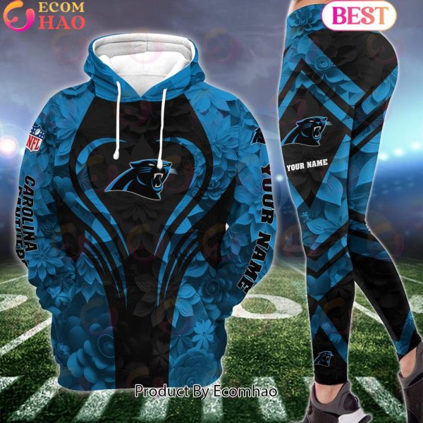 NFL Carolina Panthers Special Flowers Design Hoodie And Leggings