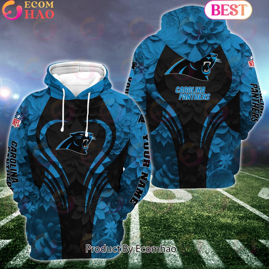 NFL Carolina Panthers Special Flowers Design Hoodie And Leggings