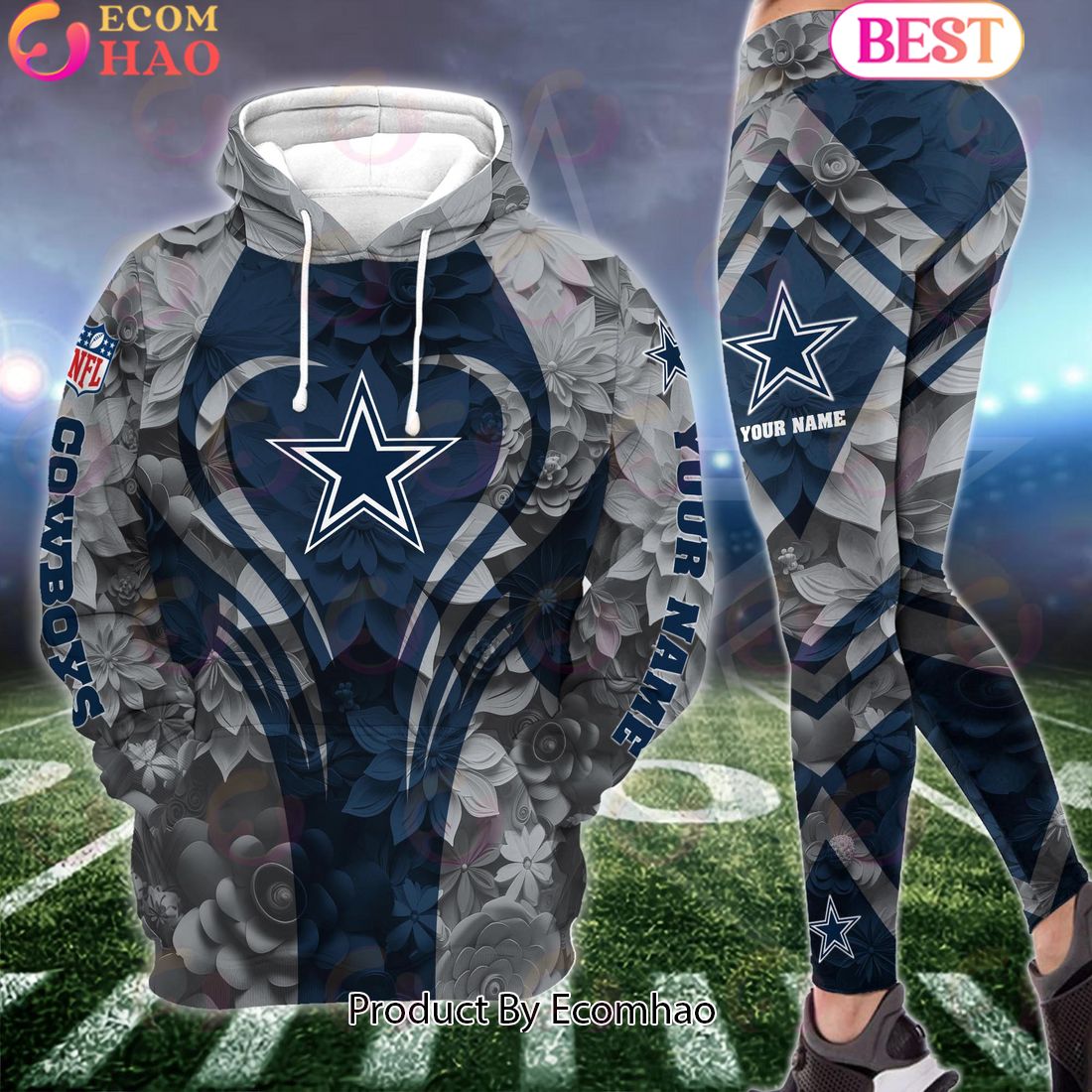 NFL Dallas Cowboys Special Flowers Design Hoodie And Leggings