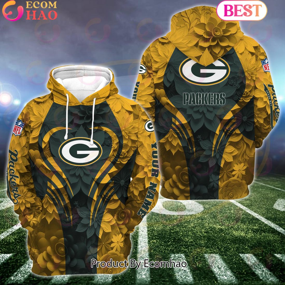 NFL Green Bay Packers Special Flowers Design Hoodie And Leggings