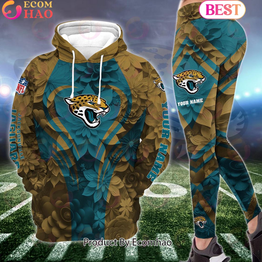 NFL Jacksonville Jaguars Special Flowers Design Hoodie And Leggings