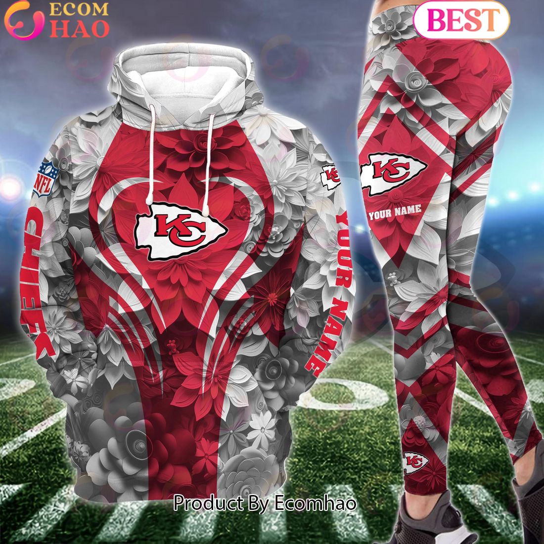 NFL Kansas City Chiefs Special Flowers Design Hoodie And Leggings