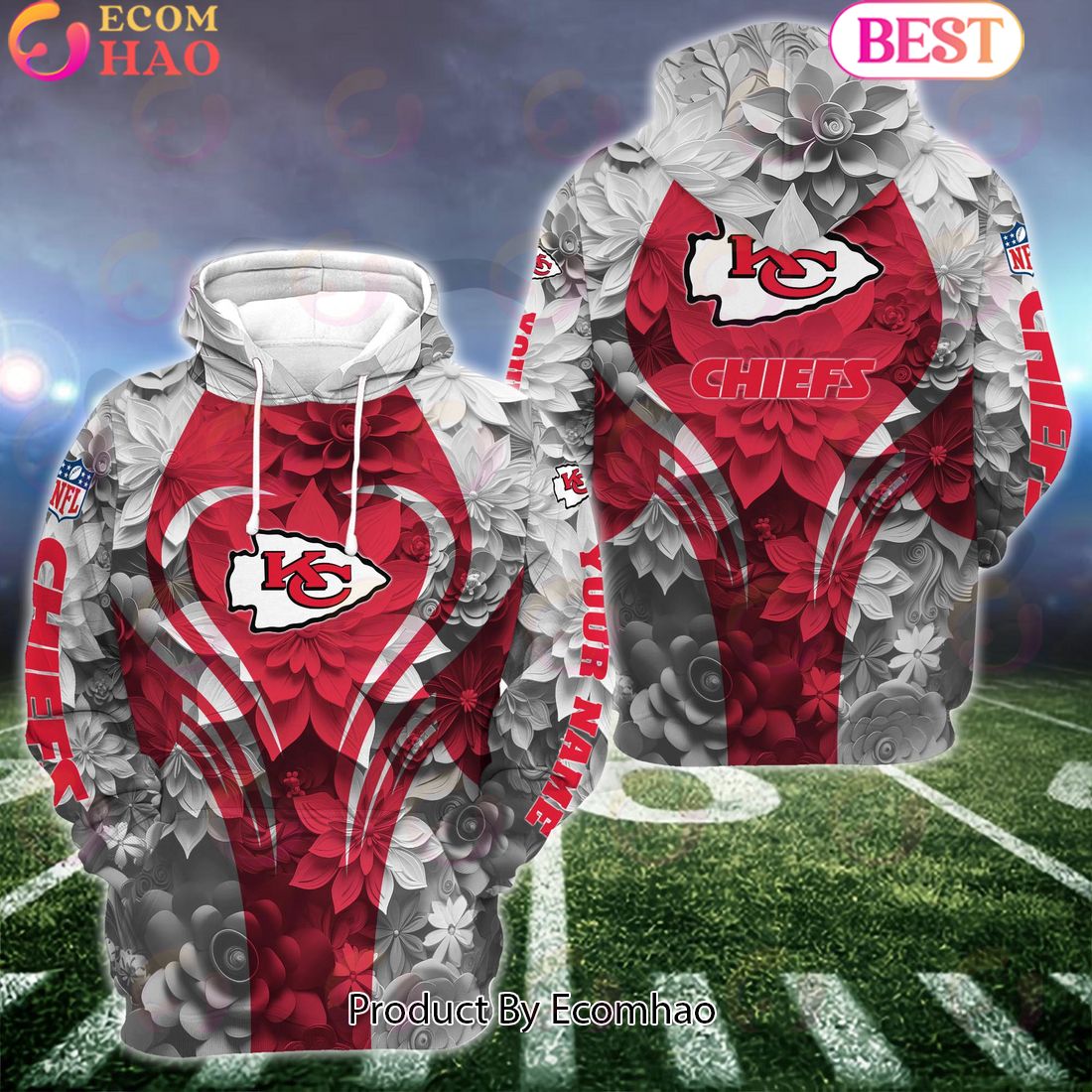 NFL Kansas City Chiefs Special Flowers Design Hoodie And Leggings