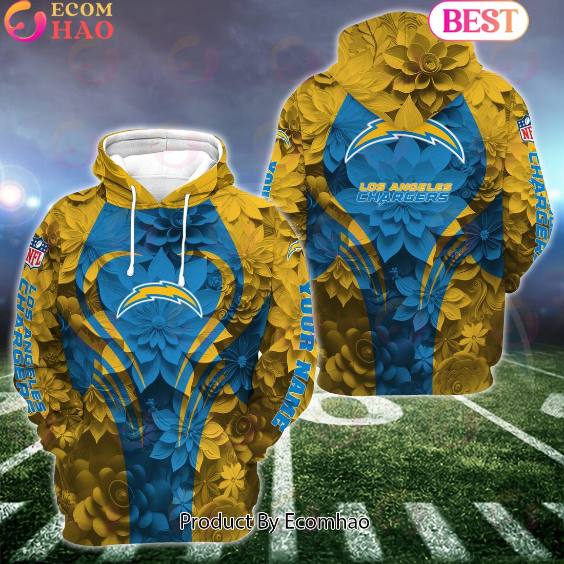 NFL Los Angeles Chargers Special Flowers Design Hoodie And Leggings