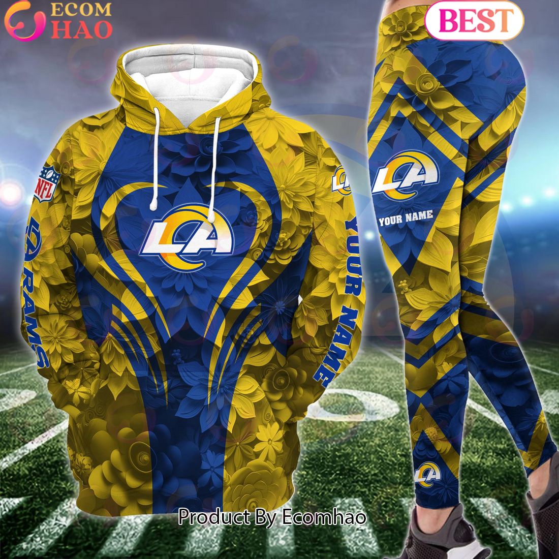 NFL Los Angeles Rams Special Flowers Design Hoodie And Leggings