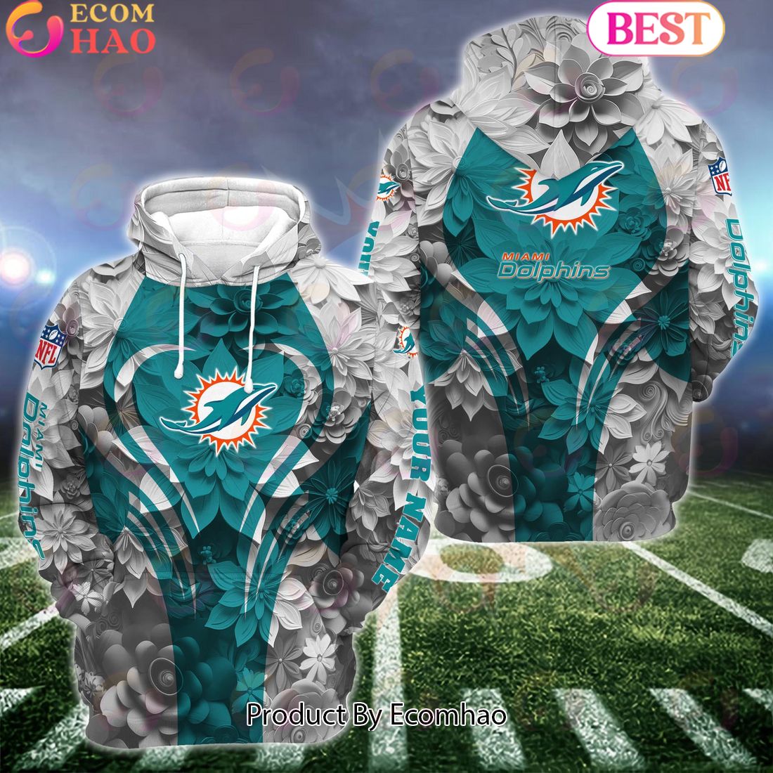 NFL Miami Dolphins Special Flowers Design Hoodie And Leggings