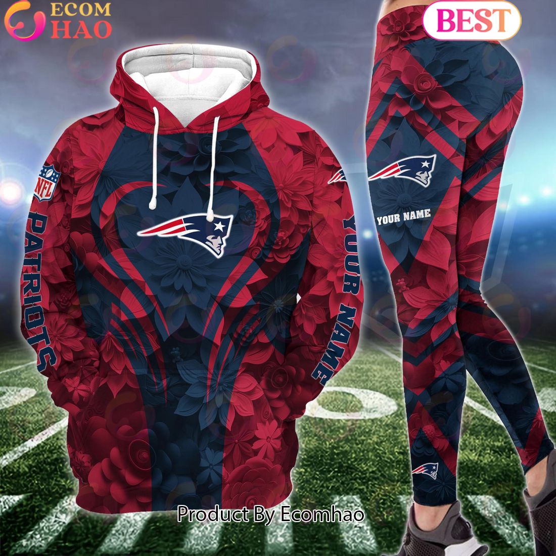 NFL New England Patriots Special Flowers Design Hoodie And Leggings