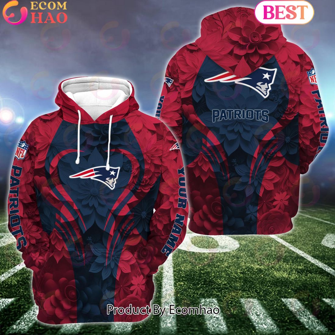 NFL New England Patriots Special Flowers Design Hoodie And Leggings