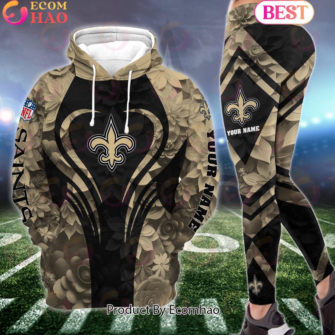 NFL New Orleans Saints Special Flowers Design Hoodie And Leggings