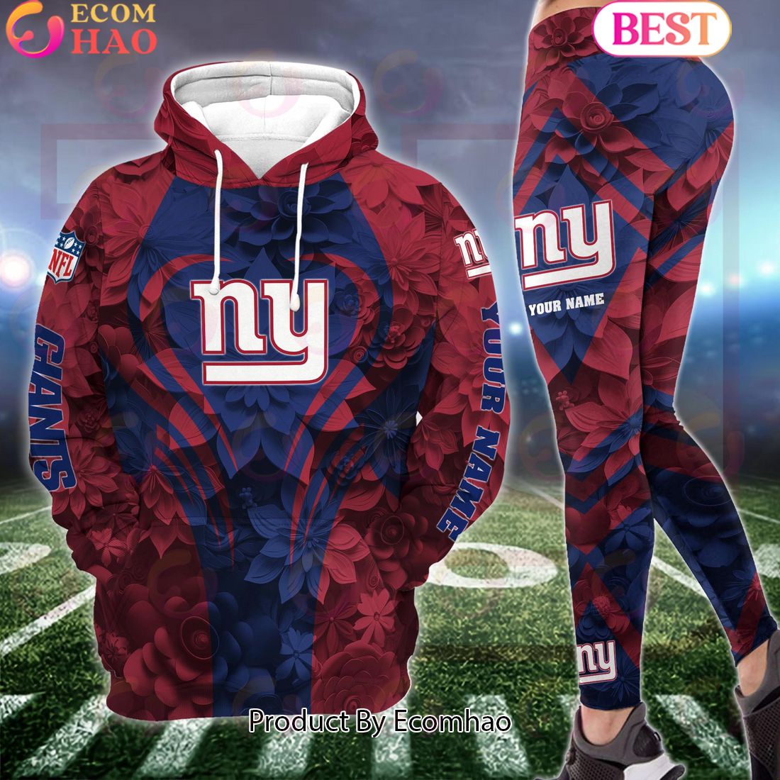 NFL New York Giants Special Flowers Design Hoodie And Leggings