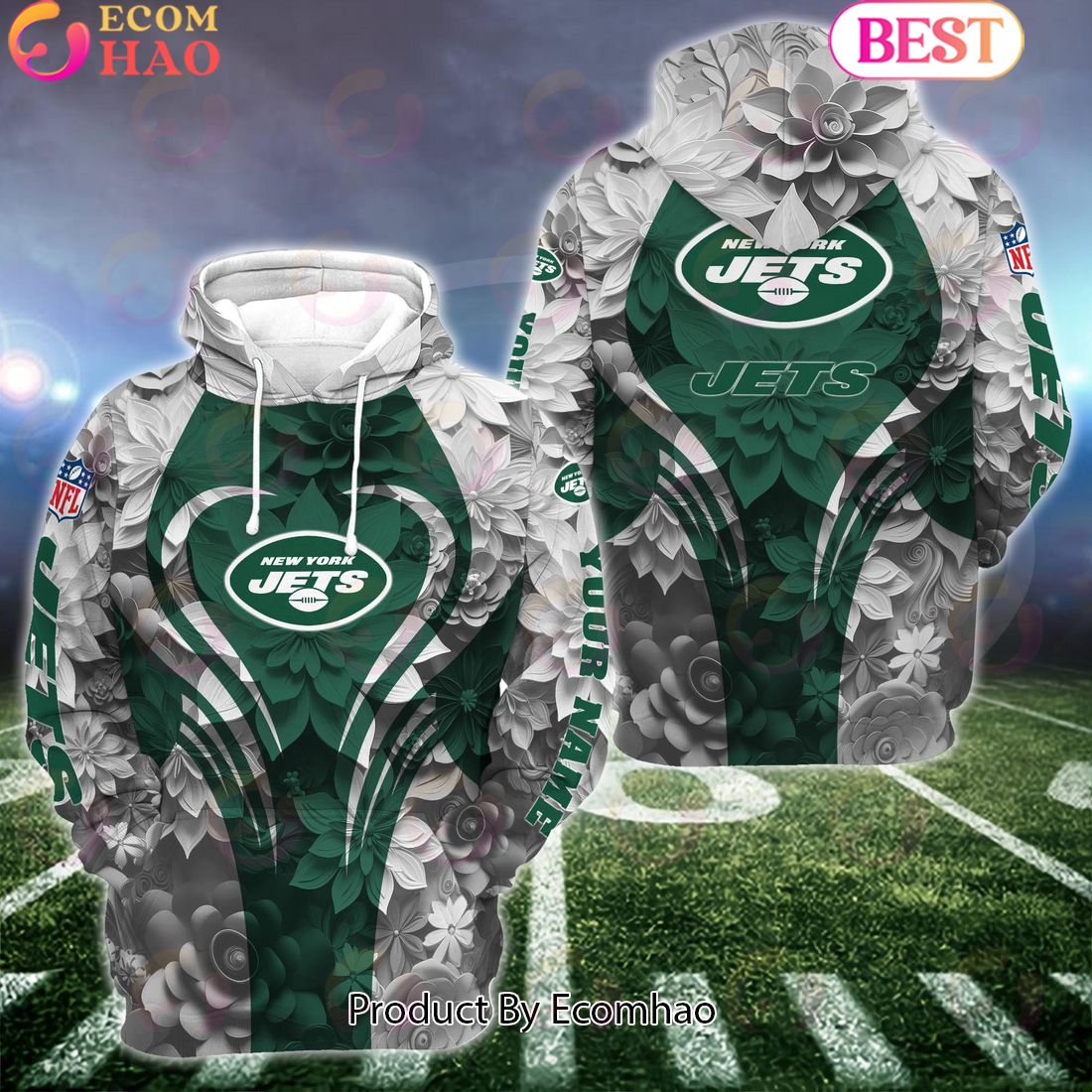 NFL New York Jets Special Flowers Design Hoodie And Leggings