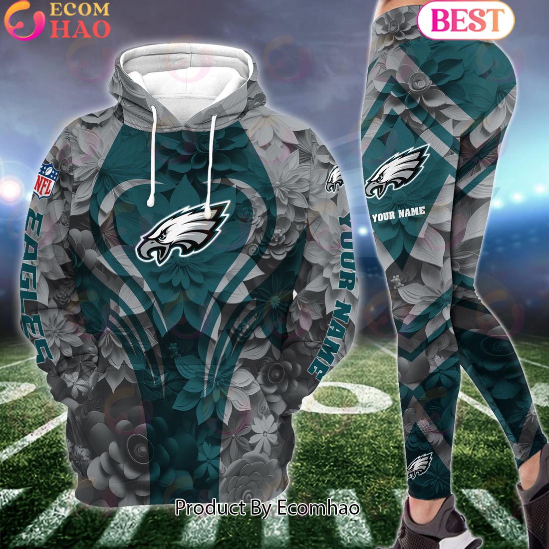 NFL Philadelphia Eagles Special Flowers Design Hoodie And Leggings