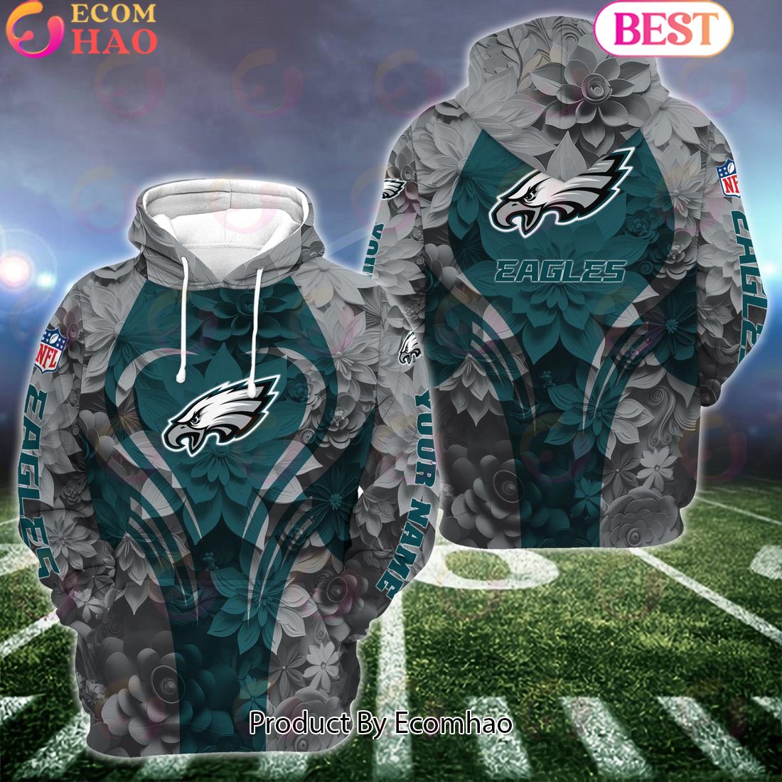 NFL Philadelphia Eagles Special Flowers Design Hoodie And Leggings