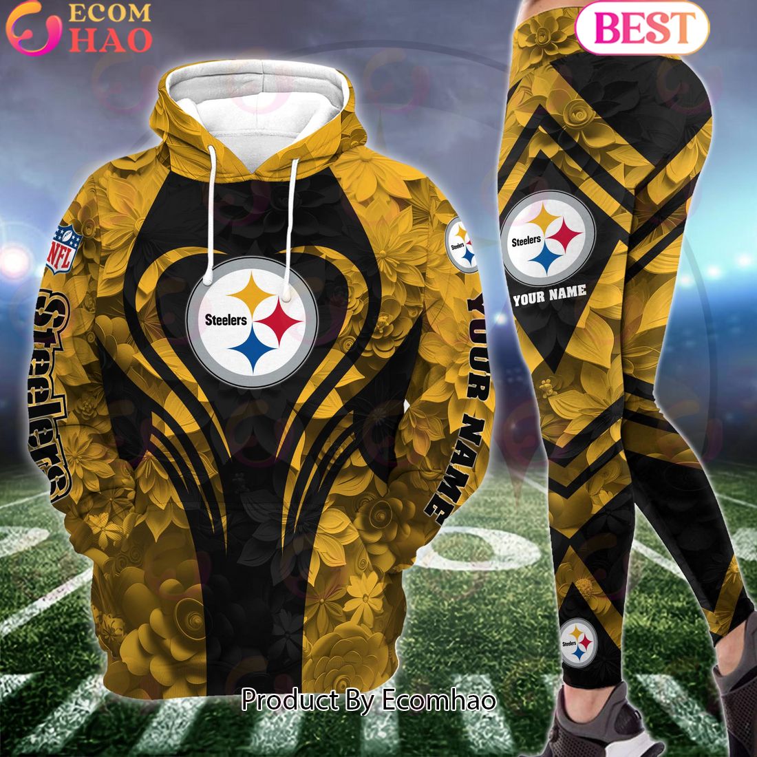 NFL Pittsburgh Steelers Special Flowers Design Hoodie And Leggings