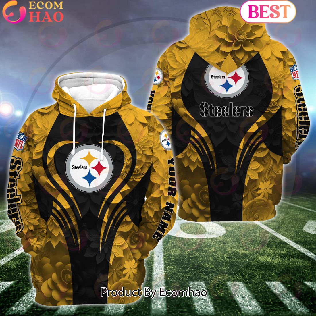 NFL Pittsburgh Steelers Special Flowers Design Hoodie And Leggings