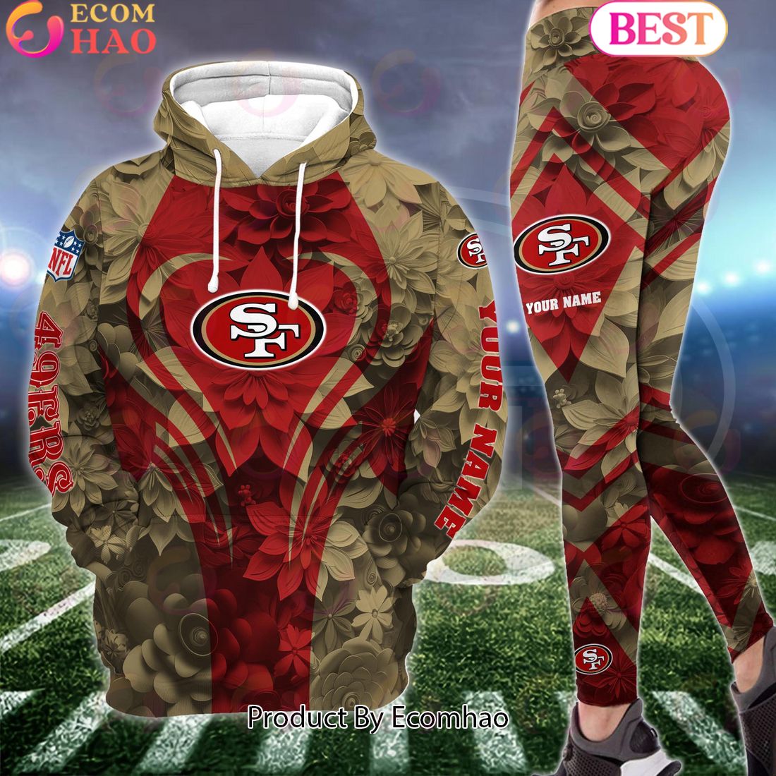 NFL San Francisco 49ers Special Flowers Design Hoodie And Leggings