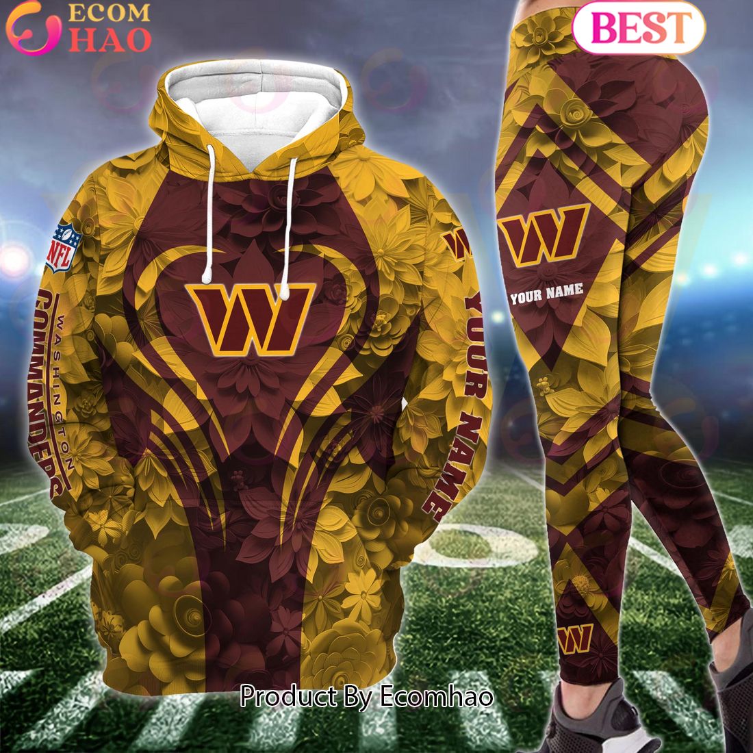 NFL Washington Commanders Special Flowers Design Hoodie And Leggings