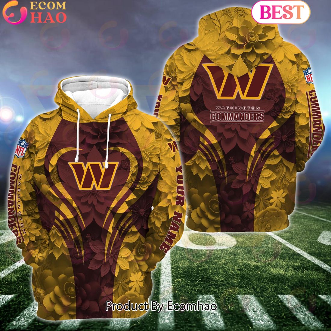 NFL Washington Commanders Special Flowers Design Hoodie And Leggings