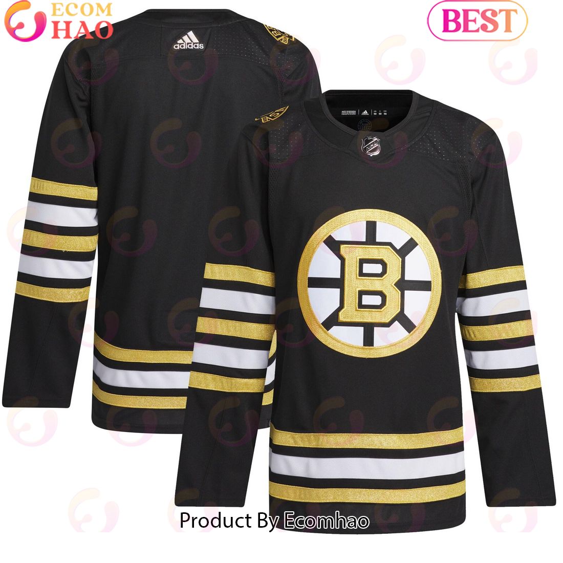 NHL Boston Bruins Black 100th Anniversary Primegreen Authentic Hockey Jersey