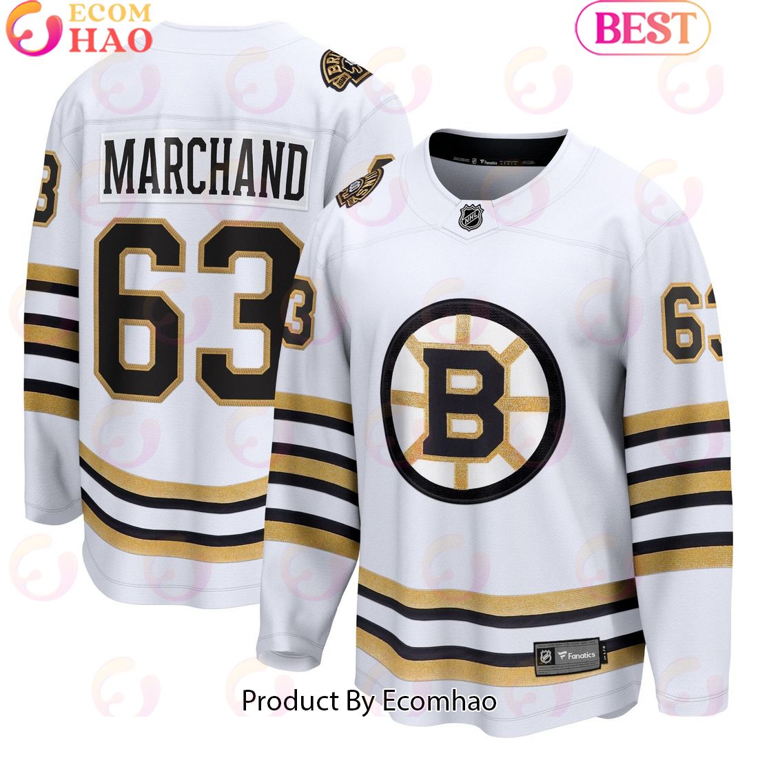 NHL Boston Bruins Brad Marchand Fanatics Branded White 100th Anniversary Premier Breakaway Player Hockey Jersey