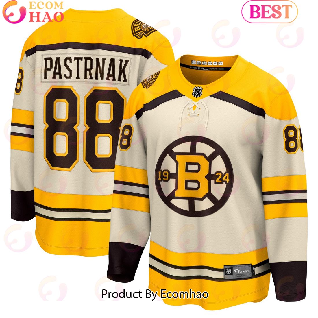 NHL Boston Bruins David Pastrnak Cream Primegreen Authentic Pro Player Hockey Jersey