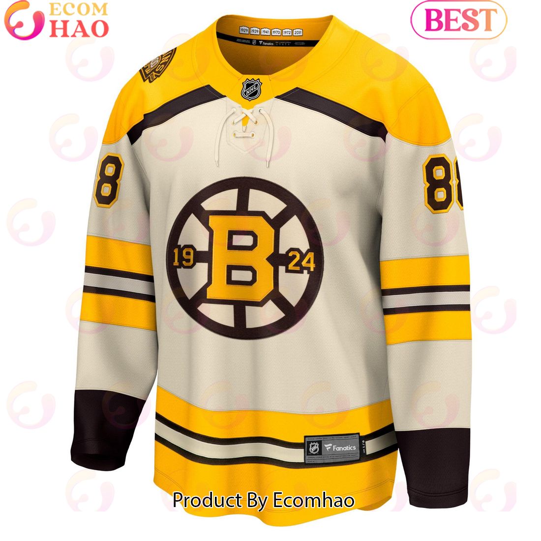 NHL Boston Bruins David Pastrnak Fanatics Branded Cream 100th Anniversary Premier Breakaway Player Hockey Jersey