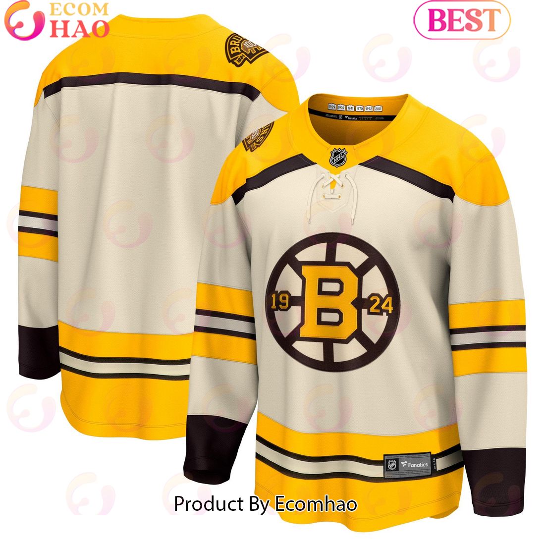 NHL Boston Bruins Fanatics Branded Cream 100th Anniversary Premier Breakaway Hockey Jersey