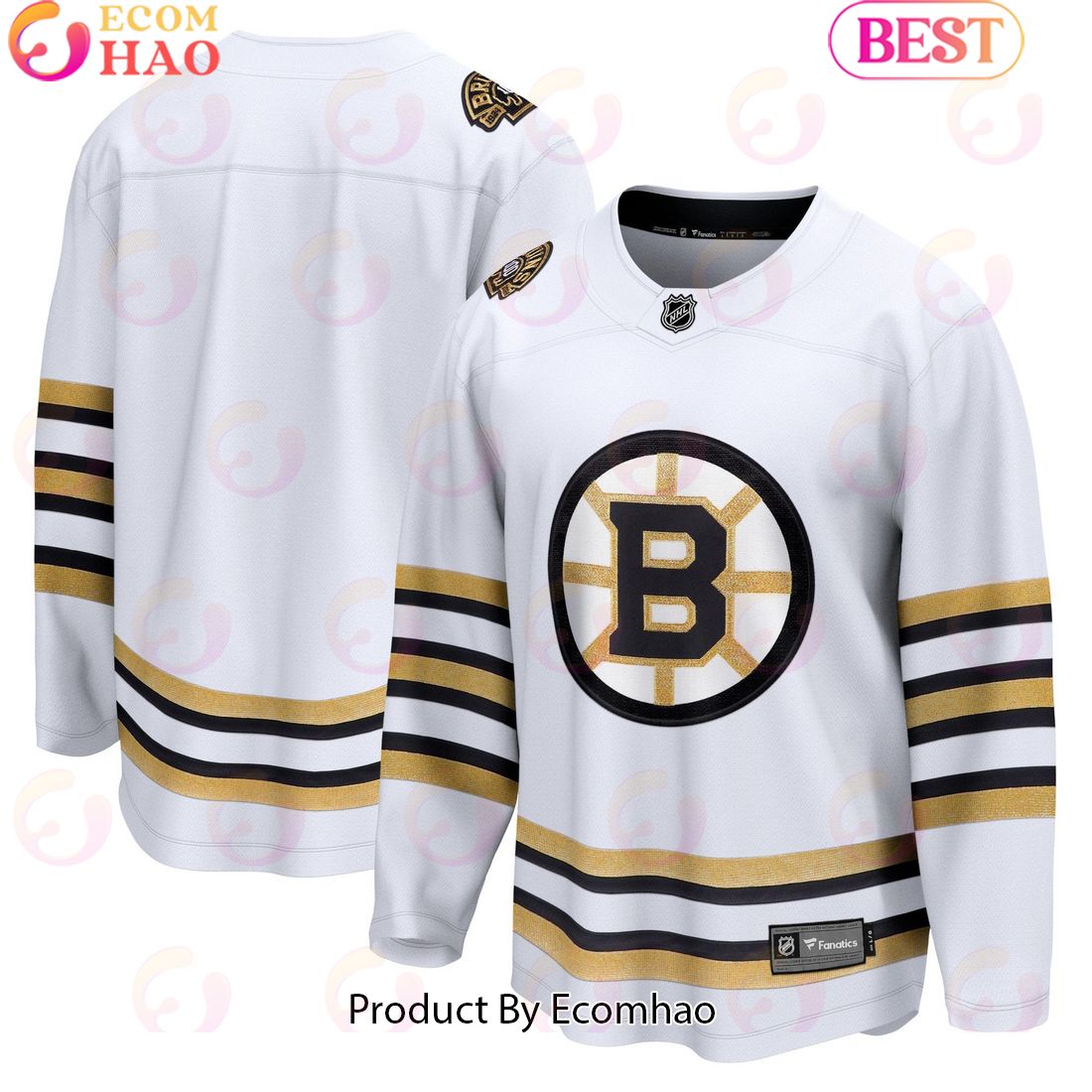 NHL Boston Bruins Fanatics Branded White 100th Anniversary Premier Breakaway Hockey Jersey