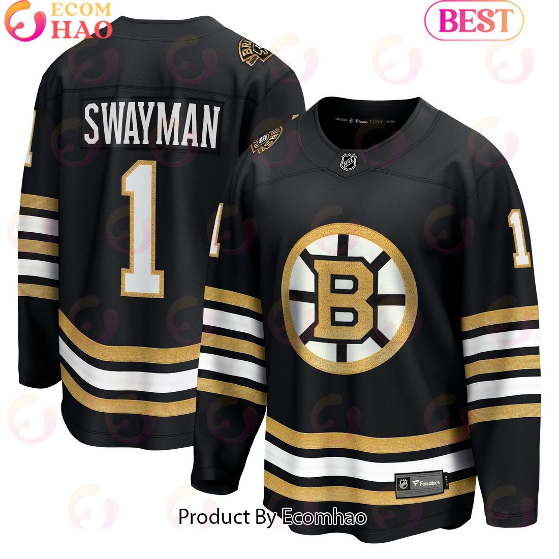 NHL Boston Bruins Jeremy Swayman Fanatics Branded Black 100th Anniversary Premier Breakaway Player Hockey Jersey