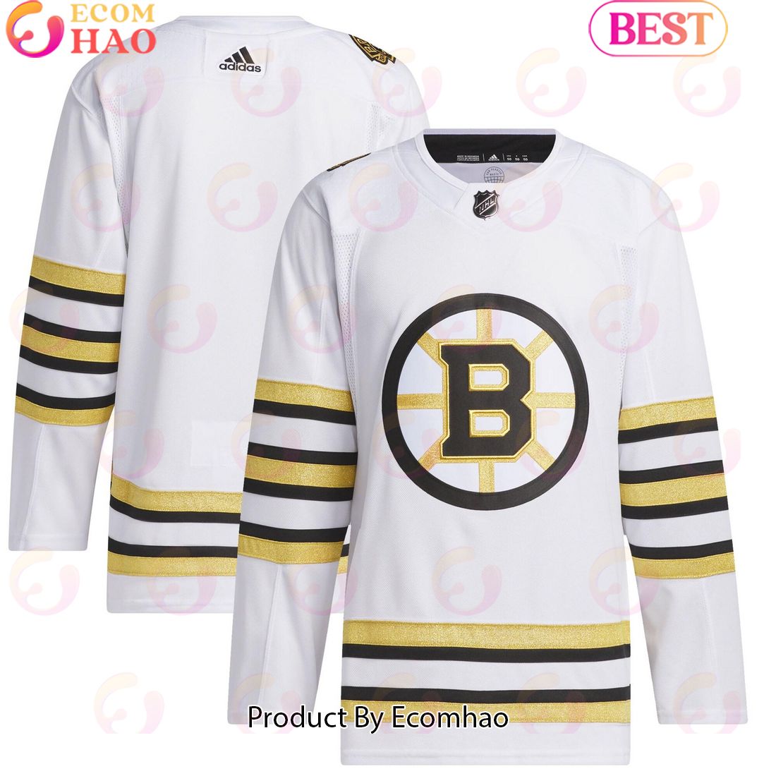 NHL Boston Bruins White 100th Anniversary Primegreen Authentic Hockey Jersey