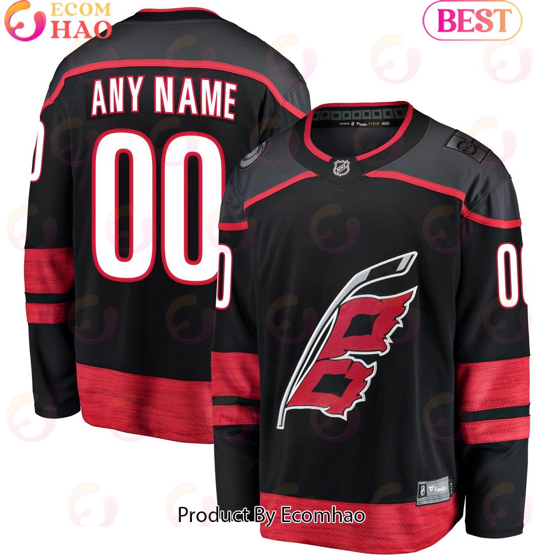 NHL Carolina Hurricanes Fanatics Branded Black Home Breakaway Custom Hockey Jersey