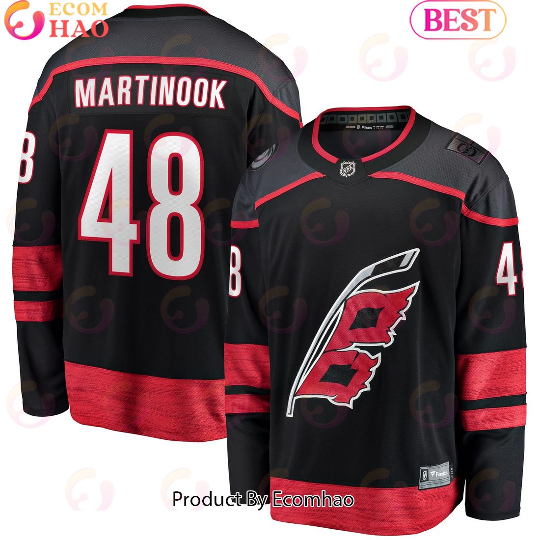 NHL Carolina Hurricanes Jordan Martinook Fanatics Branded Black Home Breakaway Hockey Jersey