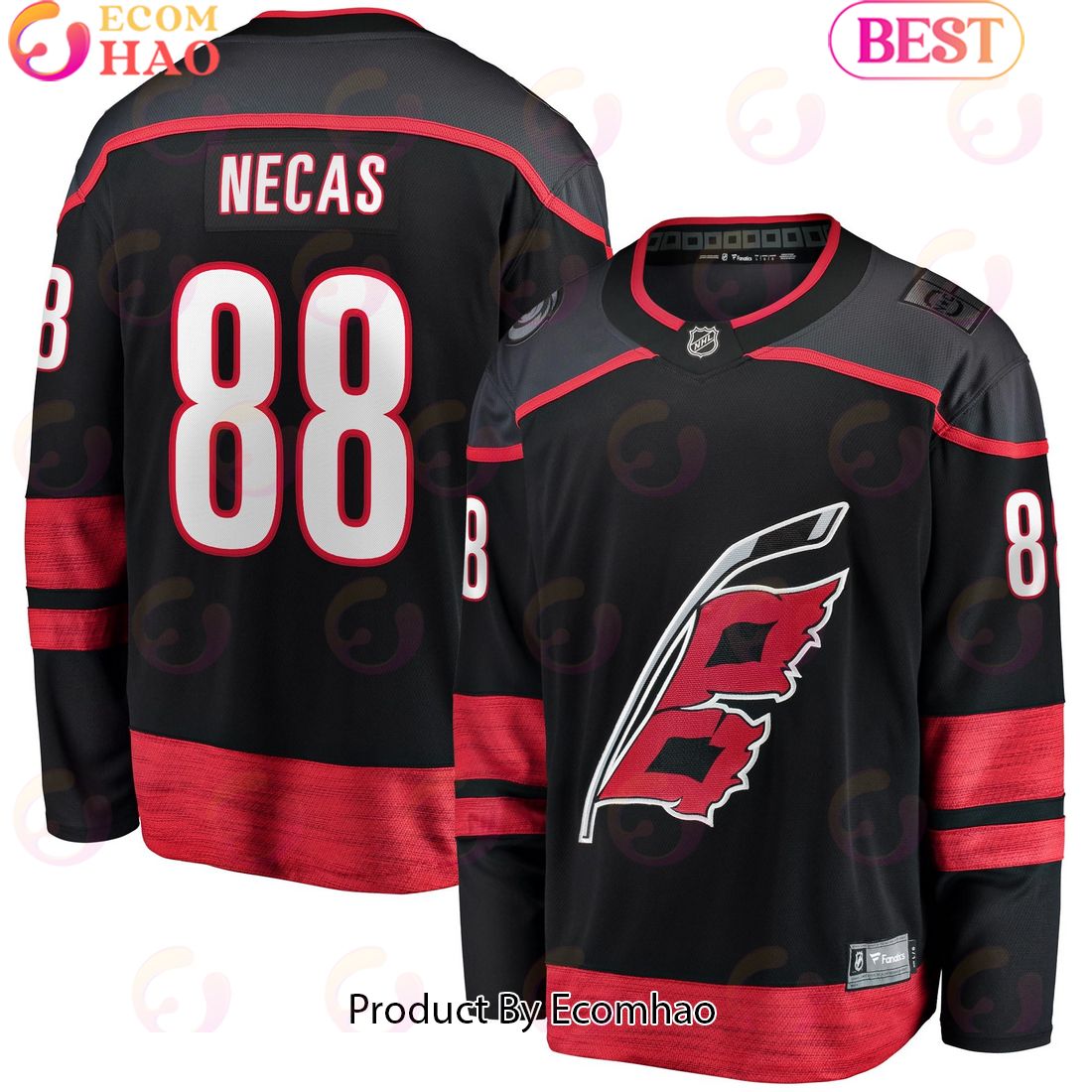 NHL Carolina Hurricanes Martin Necas Fanatics Branded Black Home Breakaway Hockey Jersey