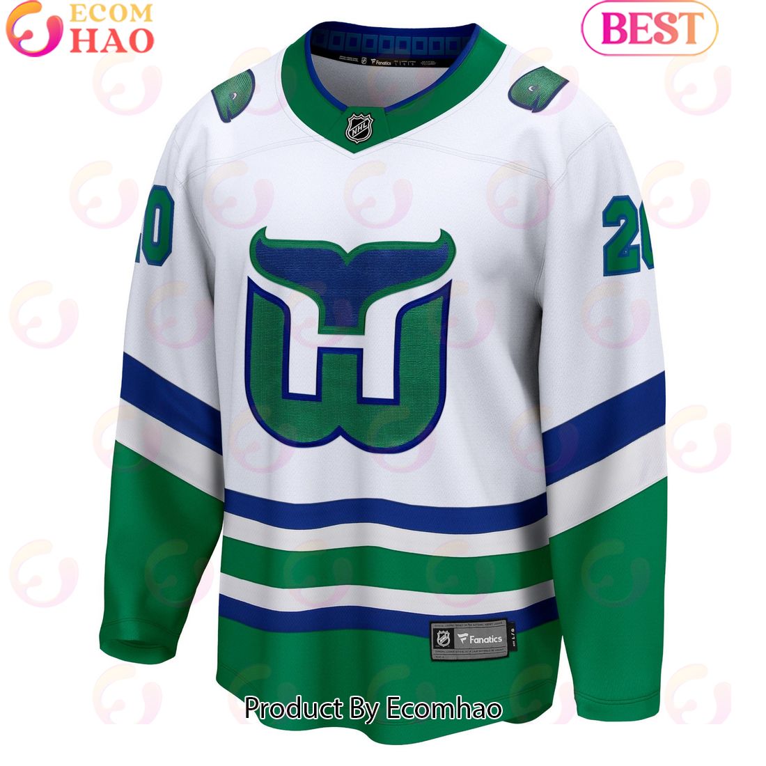 NHL Carolina Hurricanes Sebastian Aho Fanatics Branded White Whalers Premier Breakaway Hockey Jersey