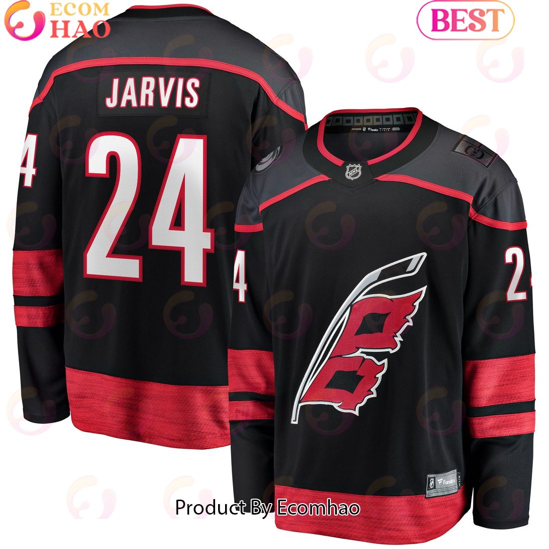 NHL Carolina Hurricanes Seth Jarvis Fanatics Branded Black Home Breakaway Hockey Jersey