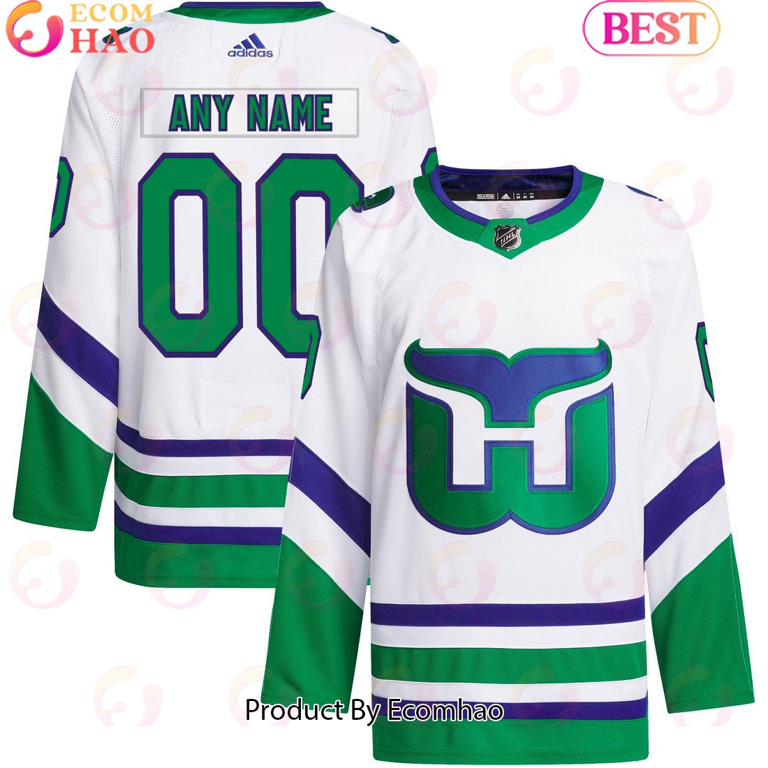 NHL Carolina Hurricanes White Whalers Primegreen Custom Hockey Jersey