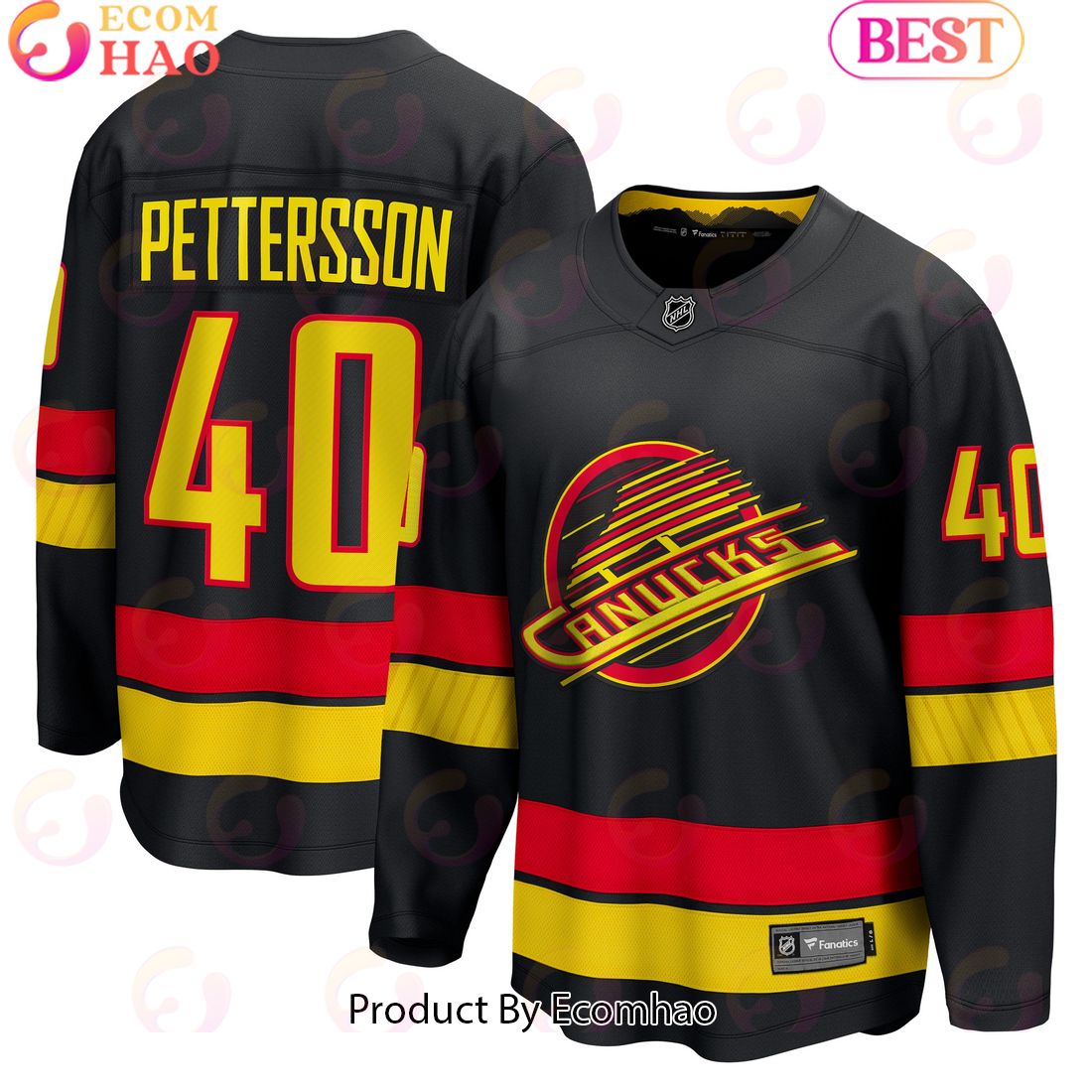 NHL Vancouver Canucks Elias Pettersson Fanatics Branded Black Alternate – 202223 Premier Breakaway Player Hockey Jersey