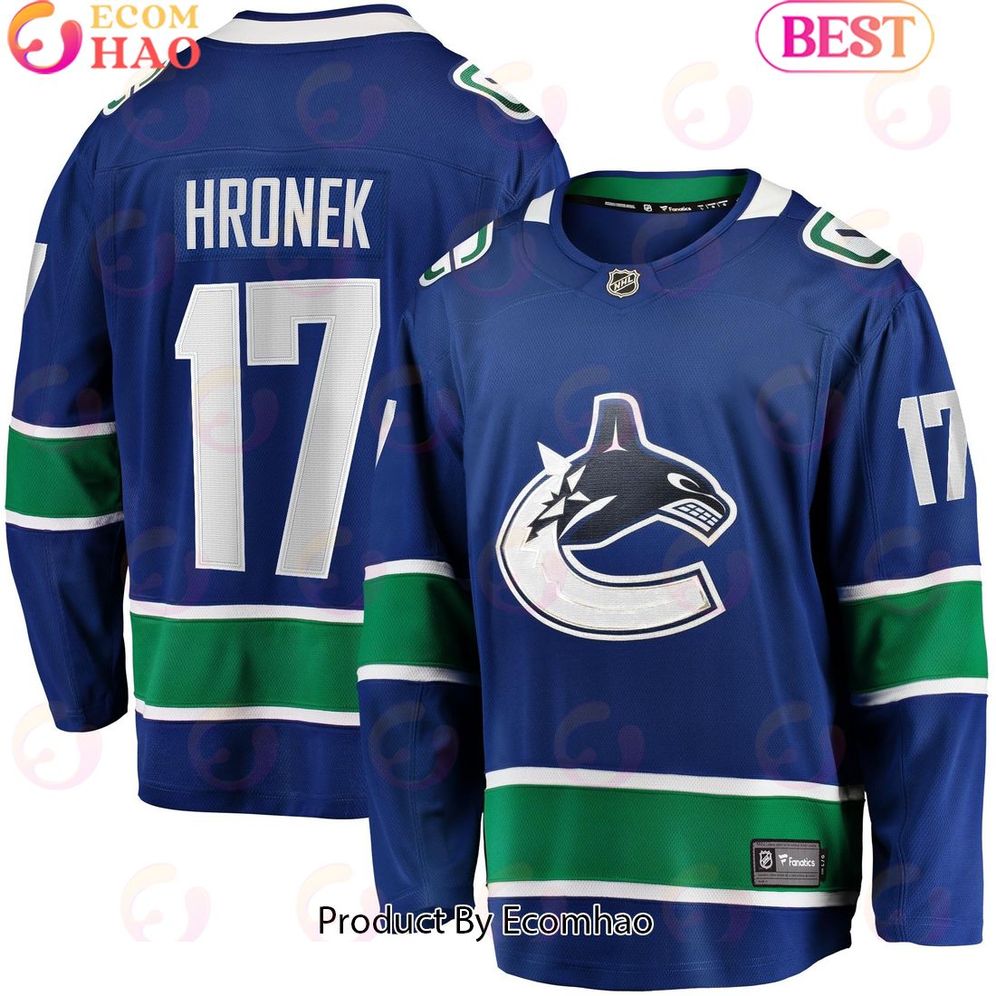 NHL Vancouver Canucks Filip Hronek Fanatics Branded Blue Home Breakaway Hockey Jersey