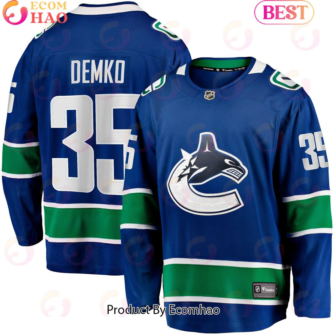 NHL Vancouver Canucks Thatcher Demko Fanatics Branded Blue Home Breakaway Hockey Jersey