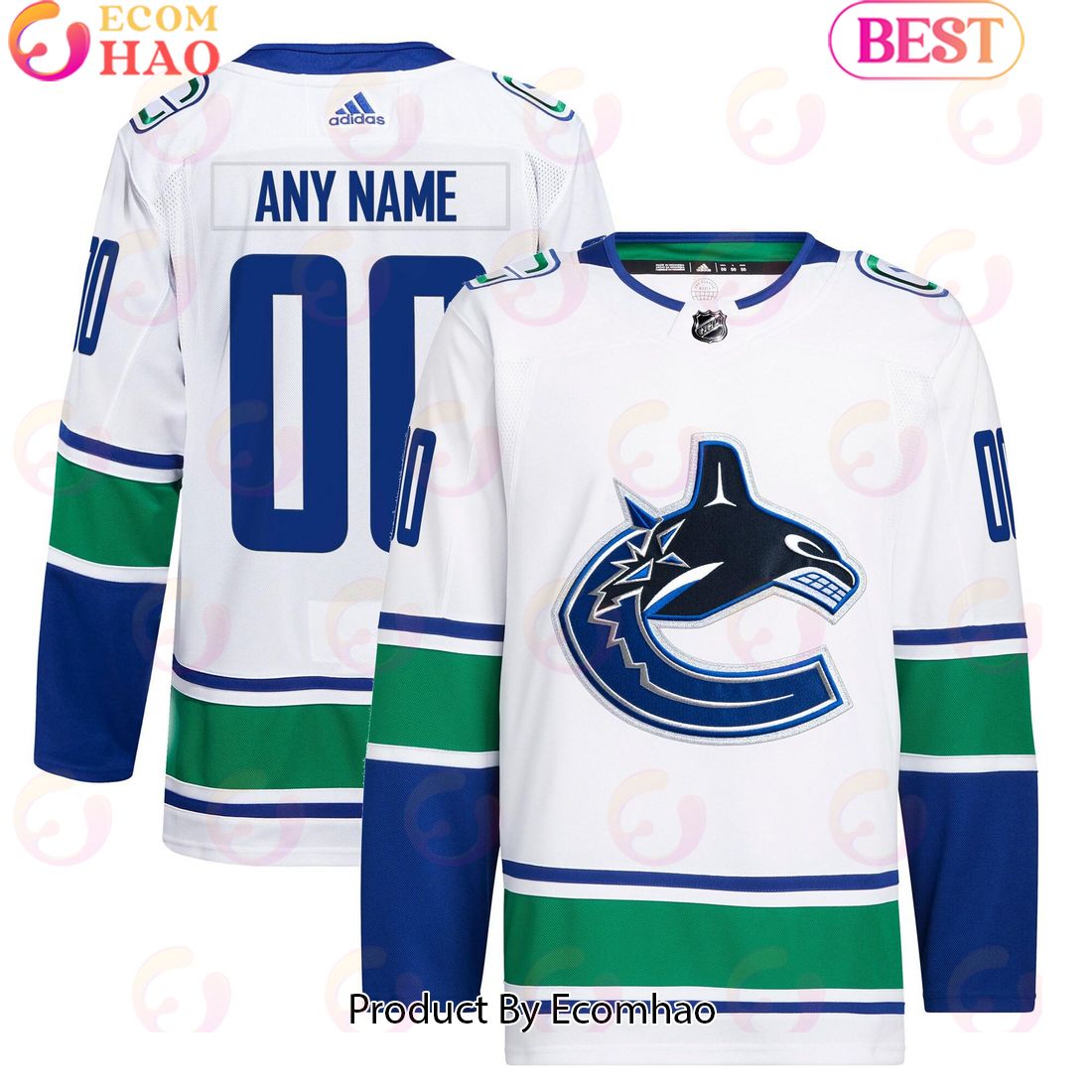 NHL Vancouver Canucks White Away Primegreen Authentic Pro Custom Hockey Jersey