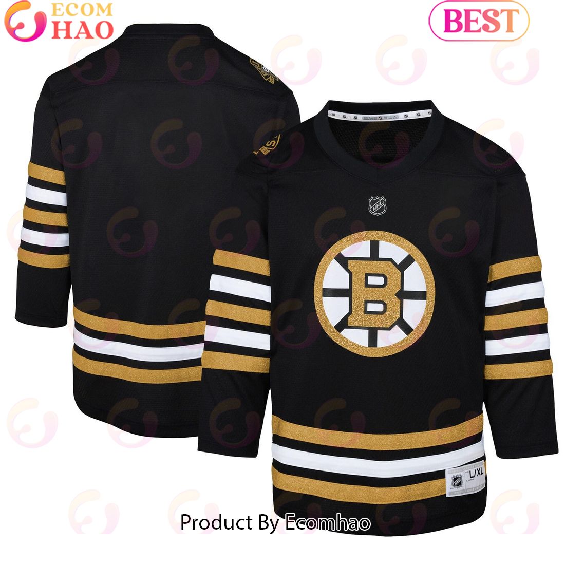 Preschool Boston Bruins Black 100th Anniversary Replica Hockey Jersey