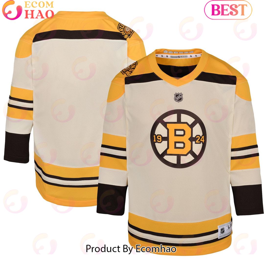 Preschool Boston Bruins Cream 100th Anniversary Replica Hockey Jersey