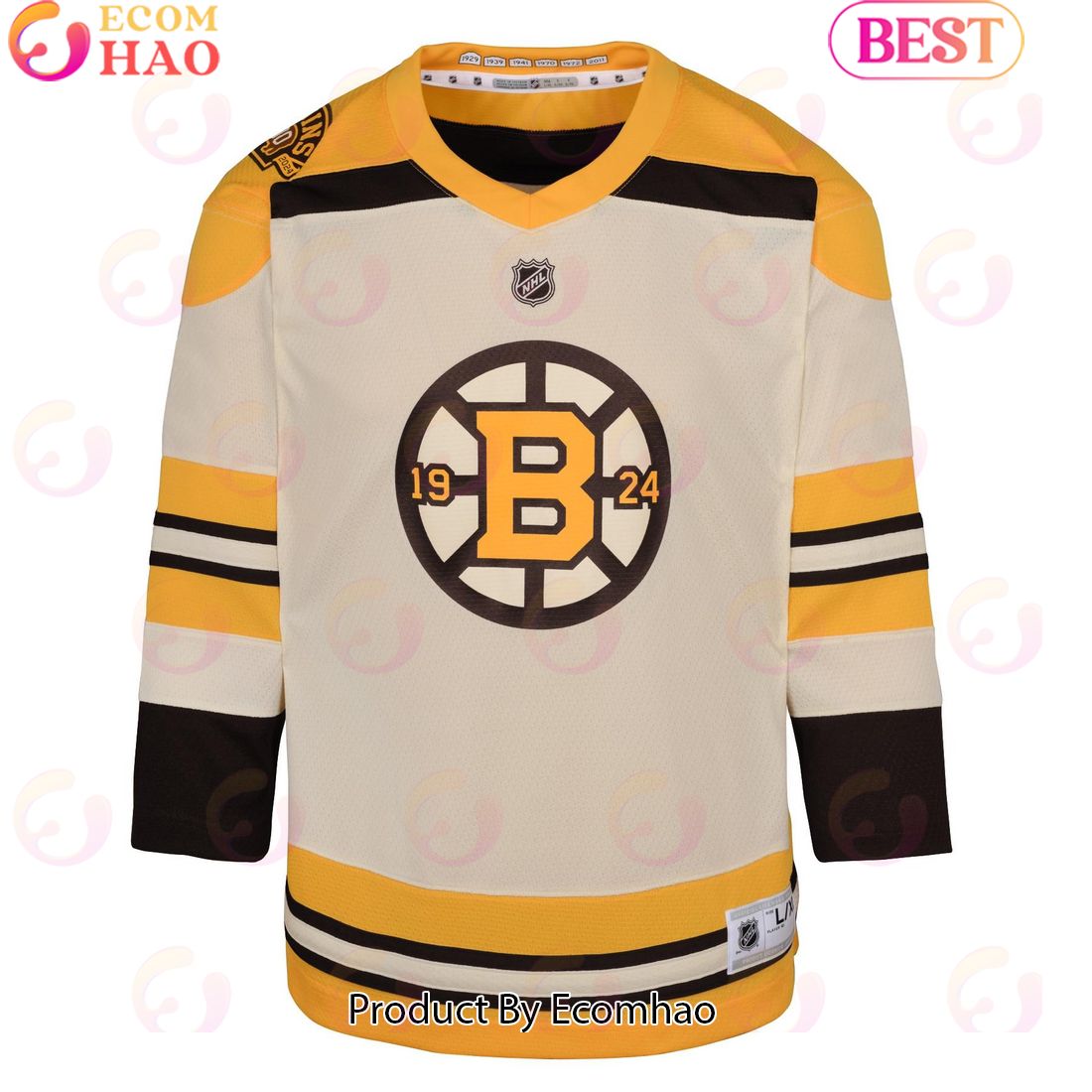 Preschool Boston Bruins Cream 100th Anniversary Replica Hockey Jersey