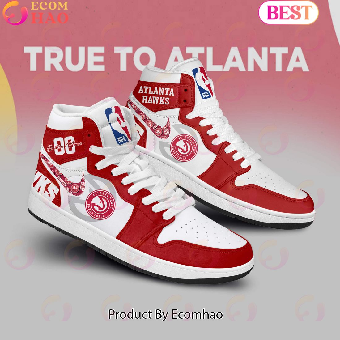 Custom Your Name NBA Atlanta Hawks Air Jordan 1 Sneakers