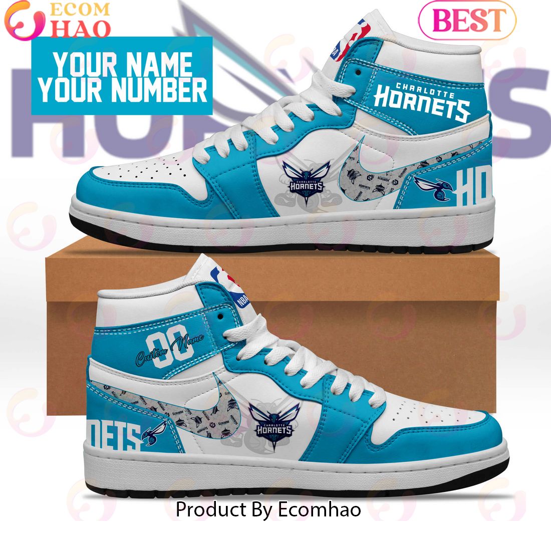 Custom Your Name NBA Charlotte Hornets Air Jordan 1 Sneakers - Ecomhao ...