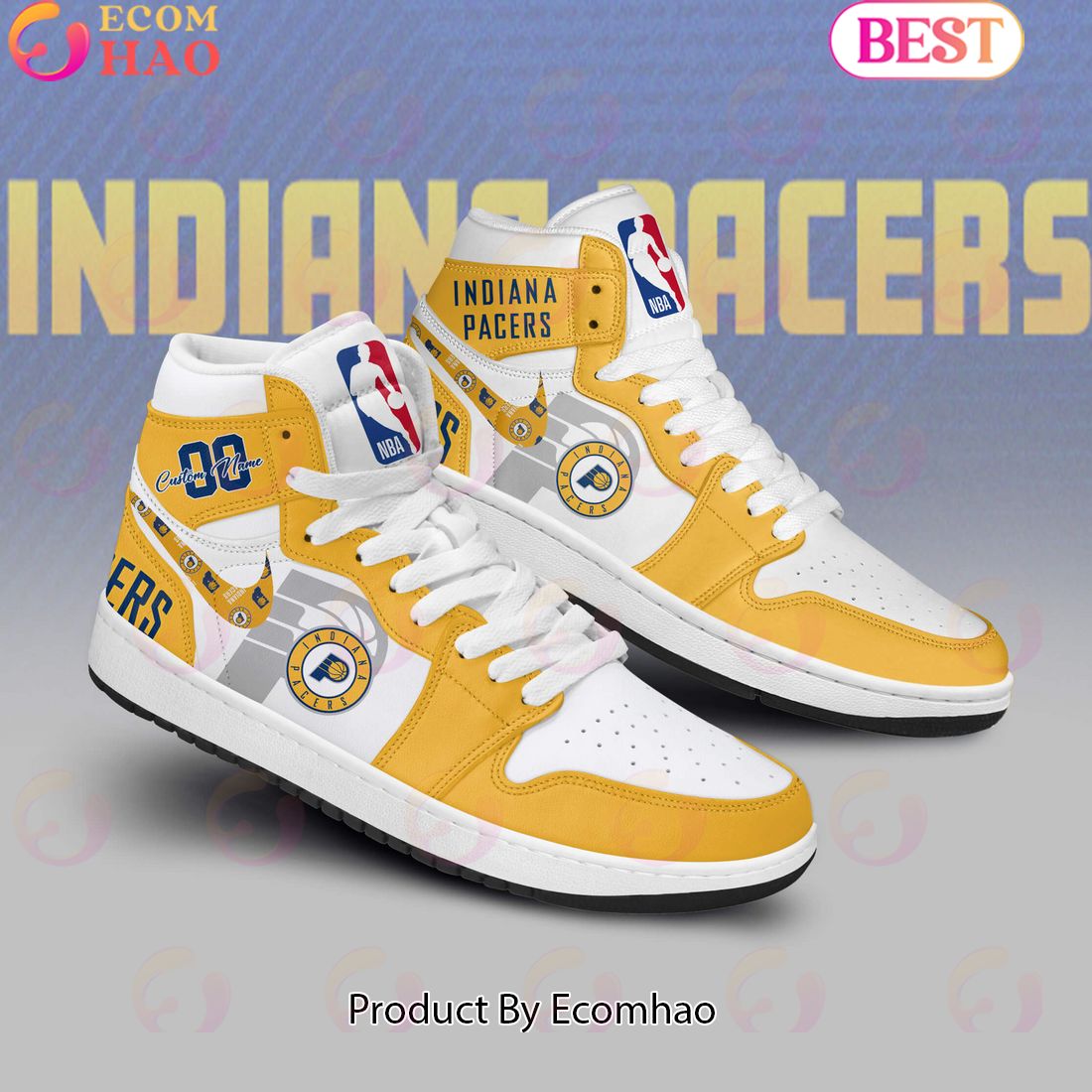 Custom Your Name NBA Indiana Pacers Air Jordan 1 Sneakers