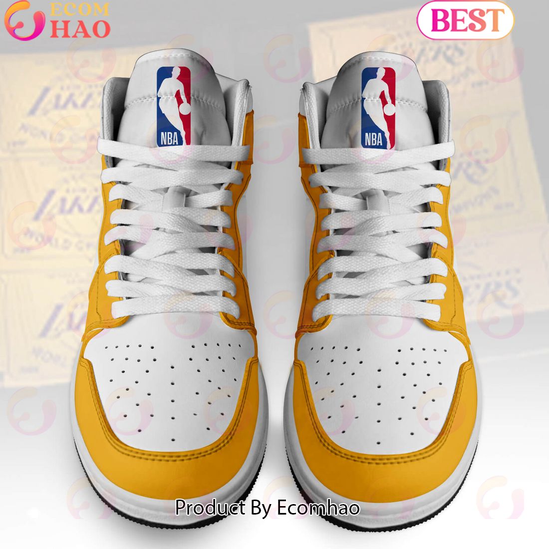 Custom Your Name NBA Los Angeles Lakers Air Jordan 1 Sneakers