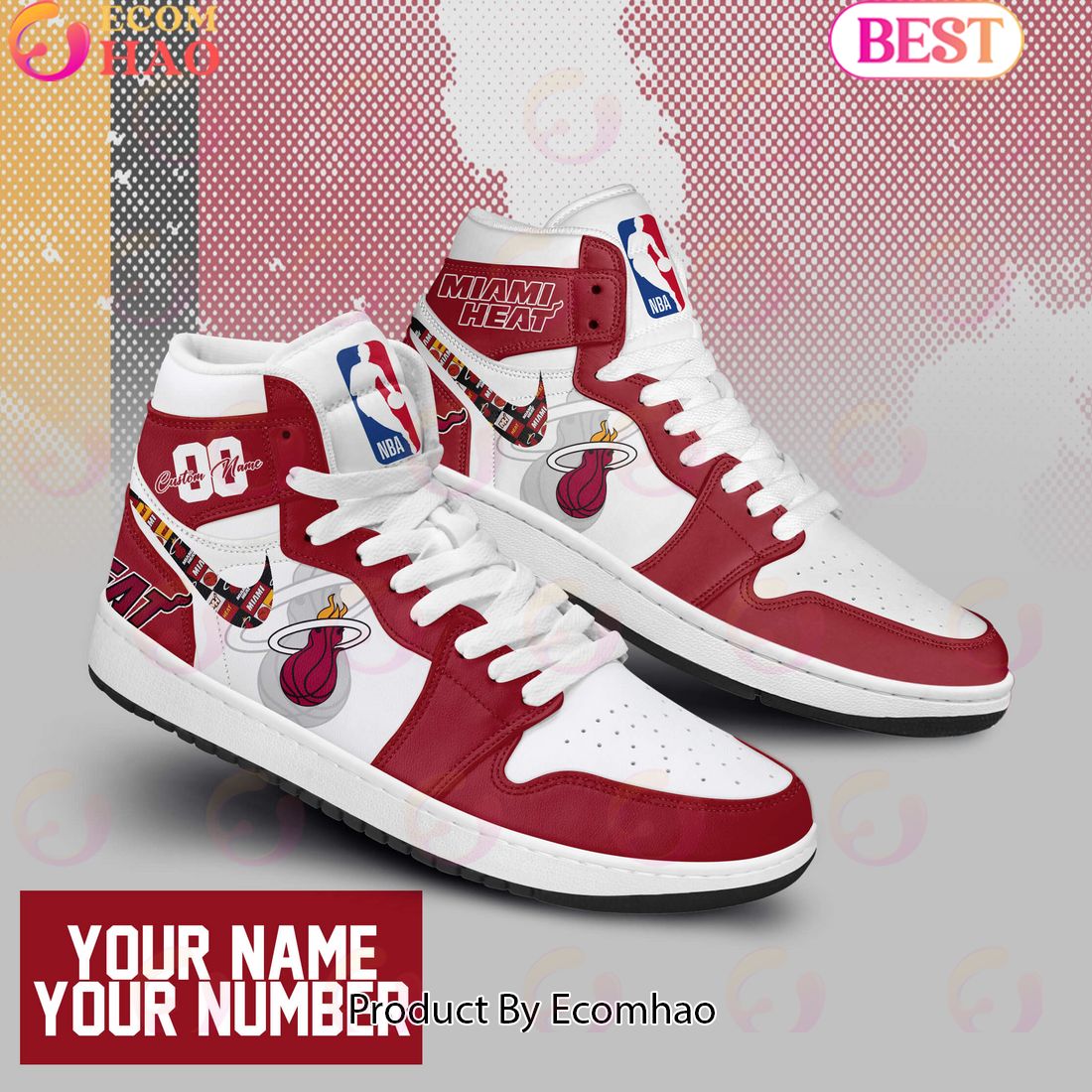 Custom Your Name NBA Miami Heat Air Jordan 1 Sneakers