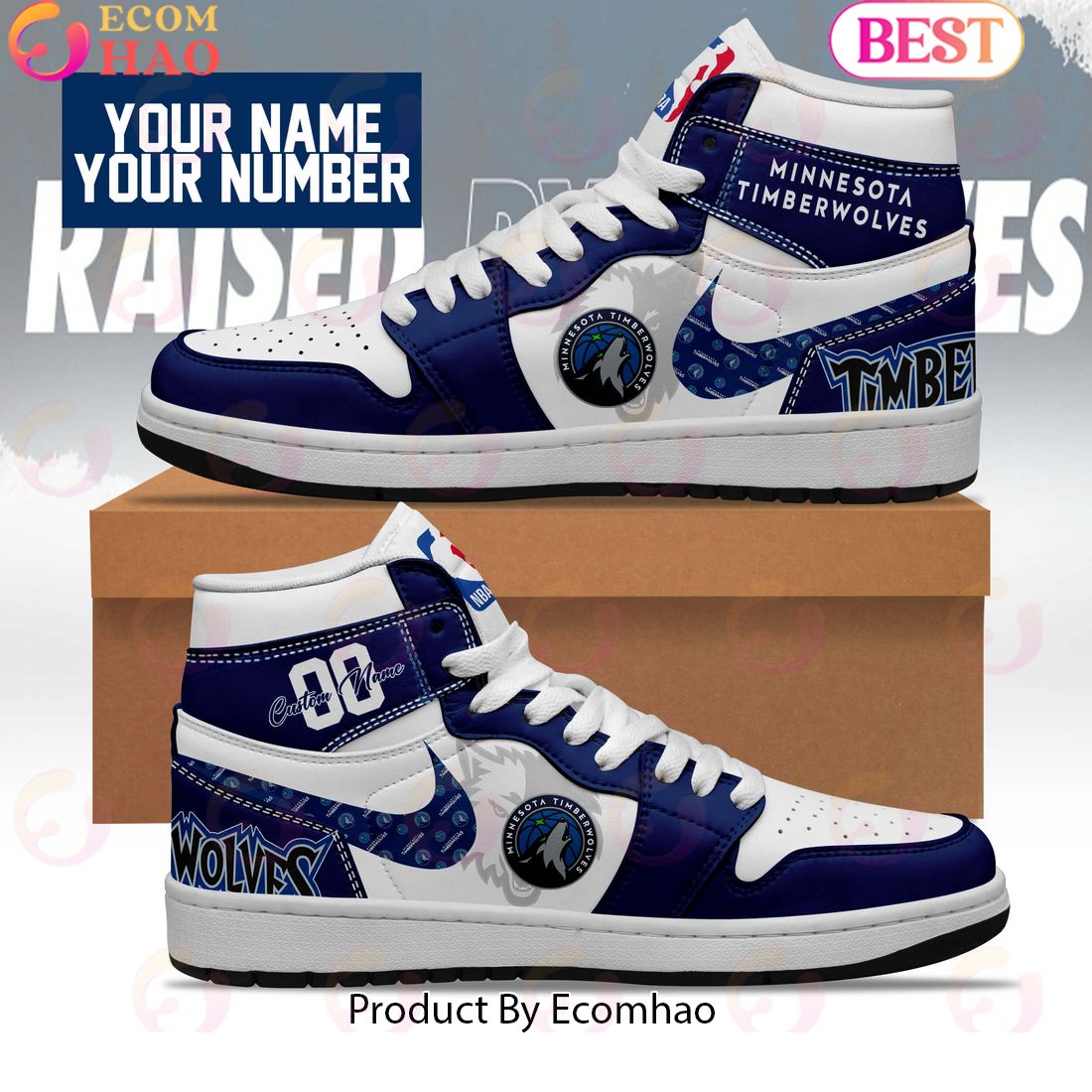 Custom Your Name NBA Minnesota Timberwolves Air Jordan 1 Sneakers ...